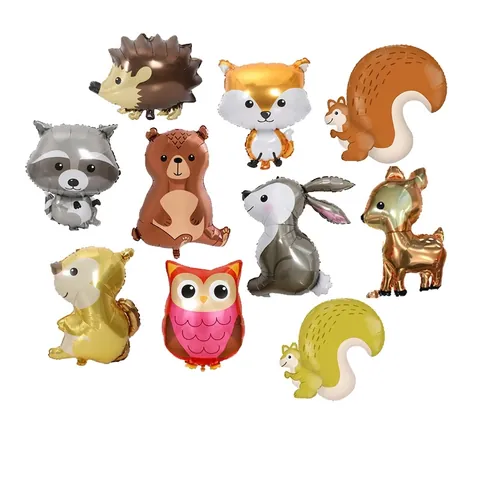 Forest Animal Foil Balloons Jungle Party Decorations Cartoon Fox Squirrel Raccoon Deer Rabbit Owl For Birthday Easter