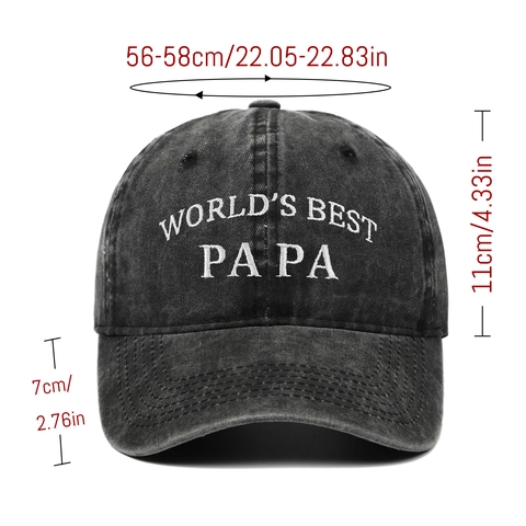 World's Best Papa Embroidered Baseball Cap Washed Cotton Vintage Distressed Dad Hat For Father Day Gift Adjustable