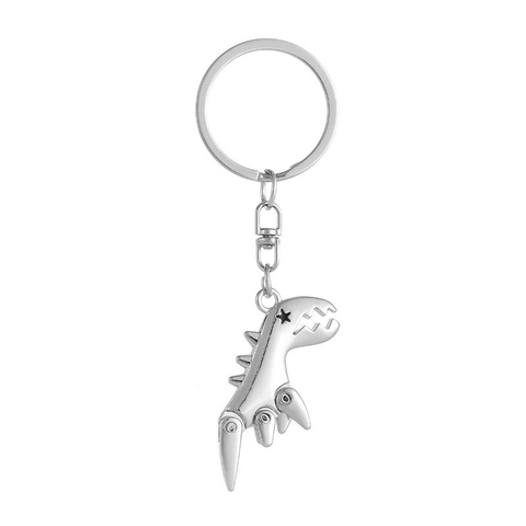3D Movable Joint Metal Dinosaur Keychain Jurassic Mechanical Small Dinosaur Pendant Zinc Alloy Key Ring Backpack Gift