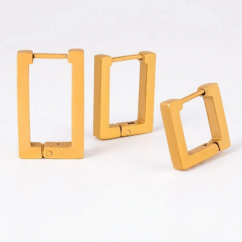 Orecchini A Cerchio Geometrici Rettangolari Minimalisti Acciaio Al Titanio Placcato Oro Design Di Nicchia Moda Per Donne