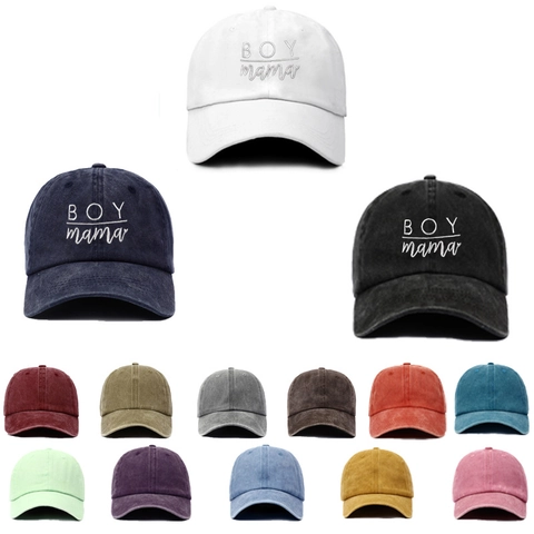 Waschbaumwolle Baseballkappe BOY Mama Stickerei Vintage Verstellbar Retro Sonnenhut Für Damen Und Herren