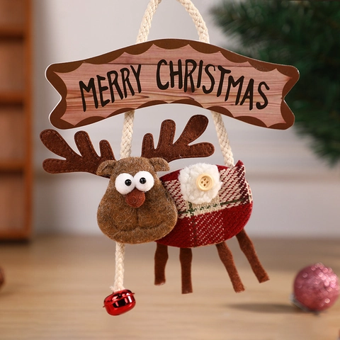 Addobbi Natalizi Decorazioni Da Appendere Babbo Natale Pupazzo Di Neve Renna Peluche Tessuto Plaid Insegna Di Legno Casa