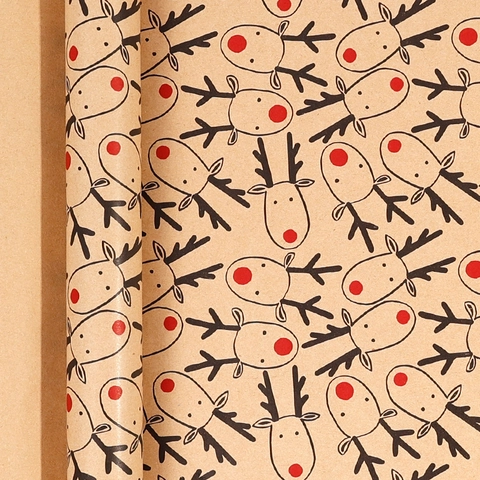 Christmas Gift Wrapping Paper Rolls Kraft Paper DIY Handcrafted Holiday Decor Patterns Reindeer Santa Trees