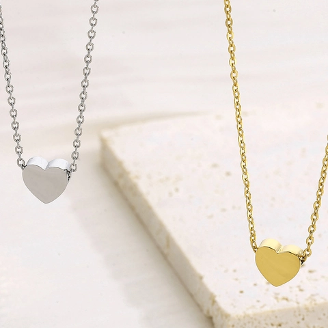 Collana Con Ciondolo A Cuore Minimalista Acciaio Inossidabile Lucidato Elegante Gioielli Di Moda Tendenza Per Donna