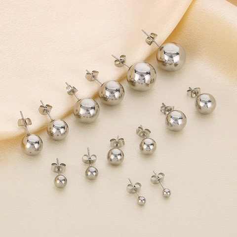 Orecchini A Lobo A Sfera Minimalisti In Acciaio Inossidabile 316L Lucidato Gioielli Di Moda Ipoallergenici Per Donne E Uomini