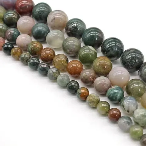 Naturindische Achat Rundperlen Polierte Mehrfarbige Edelsteine Für DIY Schmuckherstellung Halskette Armband