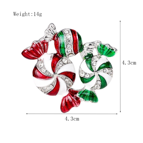 Spilla Di Caramelle Di Natale Lega Di Zinco Smalto Strass Festa Di Vacanza Accessorio Di Abbigliamento Festivo Per Uomo Donna
