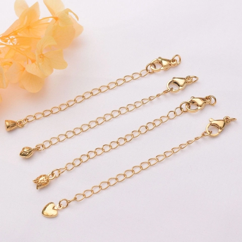 Catena Estensione Rame Placcato Oro Collana Bracciale Estensore Con Chiusura Aragosta Ciondolo Cuore Per Gioielli DIY
