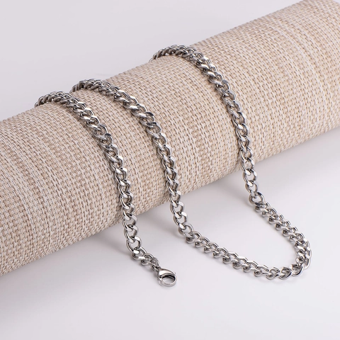 Collier Et Bracelet En Chaîne À Maillons Cubains En Acier Inoxydable 304 Pour Hommes Hip Hop Minimaliste Bijoux