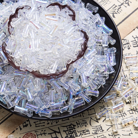 DIY Glass Loose Beads AB Iridescent Frosted Clear White Round Bamboo Shaped Beads For Jewelry Making Bracelet Necklace Handmade Crafts