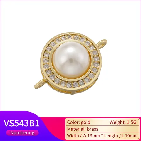 Conector Redondo De Latón Para Joyería Con Perla Artificial Y Circonita Cúbica Estilo Vintage Para Hacer Collares Y Pulseras