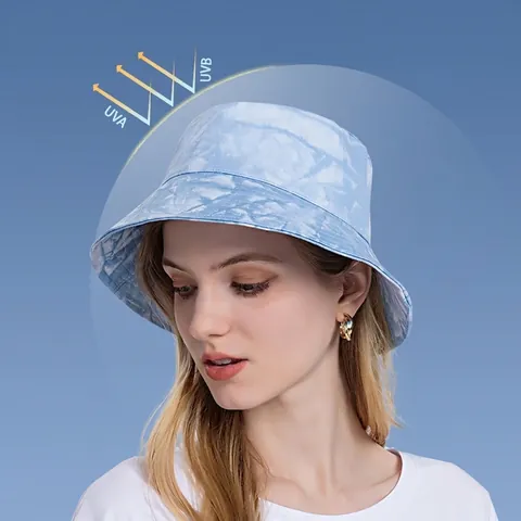 Sombrero Piluso De Algodón Tie Dye Para Mujer Ajustable Plegable Protección UV Verano Gorra De Sol Casual Playa Viaje Moda