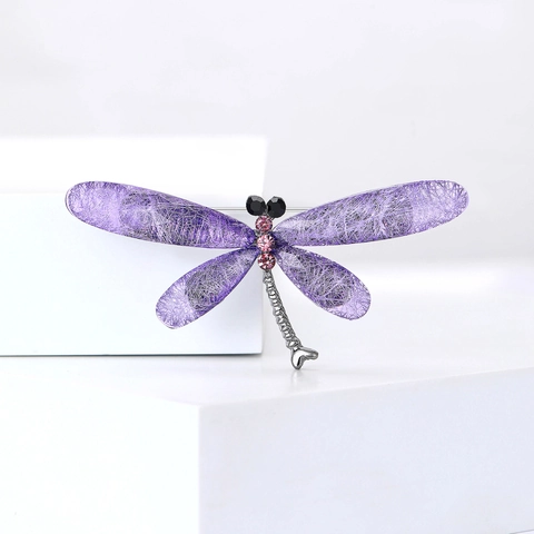 Spilla Libellula Elegante Strass Ali In Rete Lega Pin Per Donne Abito Cappotto Gioielli Moda Accessorio