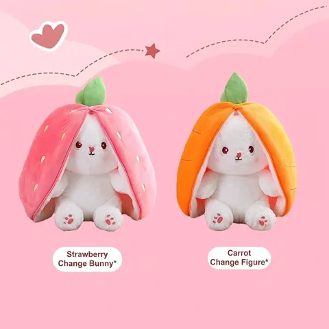Transformierbares Kaninchen Plüschtier Wende Erdbeere Karotte Hase Puppe Weiches Stofftier Geschenk Für Kinder