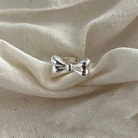 925 Sterling Silber Schleife Ring Für Damen Minimalistisch Verstellbare Öffnung Finger Schmuck Koreanischer Stil Süßes Geschenk