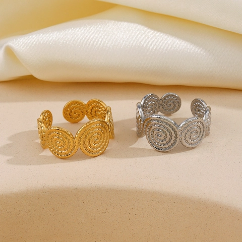Edelstahl Spiral Ring Für Damen Verstellbar Offen Geometrisch Strukturiert Retro Modern Hip Hop Mode Schmuck