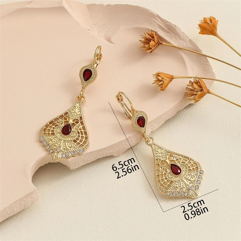 Vintage Zinklegierung Wassertropfen Ohrhänger Für Damen Böhmische Hohl Geschnittene Strass Ohrringe Lange Retro Stil Schmuck Geschenk