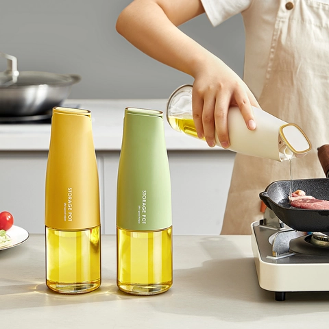 Botella Dispensadora De Aceite De Vidrio Tapa Automática De Gravedad A Prueba De Fugas Contenedor De Vinagre Cocina