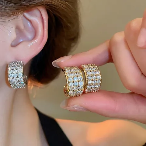 Elegantes Pendientes De Aro En C De Cobre Con Circonita Y Poste De Plata De Ley 925 Estilo Retro Francés Para Mujer