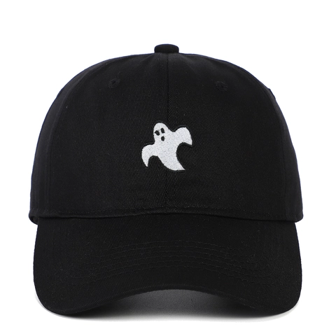 Baseball Cap Cotton Ghost Embroidery Adjustable Curved Brim Outdoor Sun Hat Casual Streetwear Halloween Gift