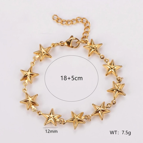 Pulsera De Cadena Con Estrellas Minimalista Acero Inoxidable 304 Cadena Ajustable Joyería De Moda Retro Para Mujeres Hombres