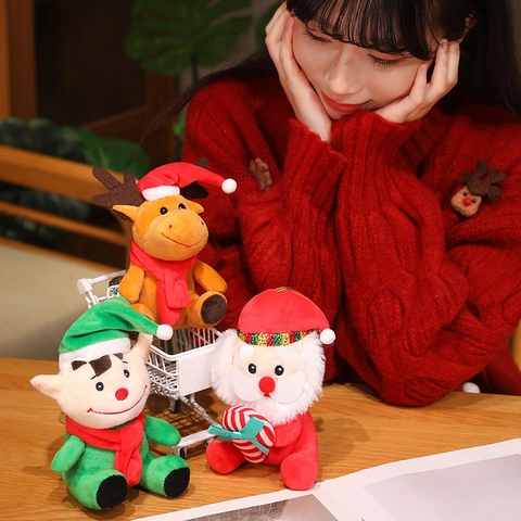 Natale Babbo Natale Renna Elfo Peluche Morbido Animale di Stoffa Decorazione Natalizia Regalo per Bambini Ornamento per Casa