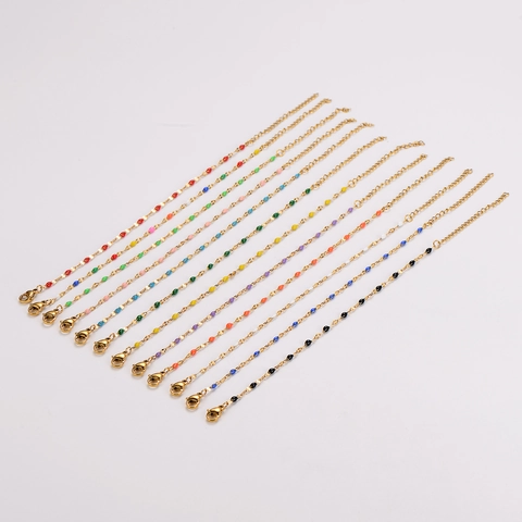 Bracciale Cavigliera In Acciaio Inossidabile Con Smalto Colorato Placcato Oro 18K Catena Regolabile Gioielli Da Donna
