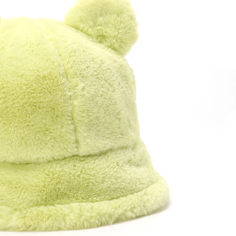Gorro De Pescador De Peluche Con Orejas De Oso Piel Sintética Cálido Invierno Sombrero Para Mujer Exterior Casual Color Sólido