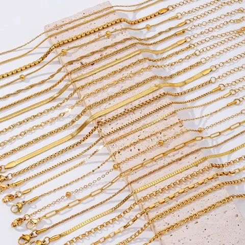 Fashion 18K Gold Plated Stainless Steel Chain Bracelets For Women Men Geometric Snake Box Curb Link Bracelet Jewelry Gift