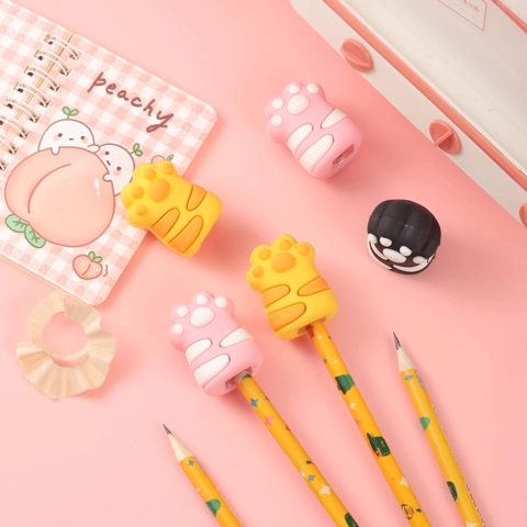 Taille-Crayon Mignon Patte De Chat Mini Manuel Portable Pour Enfants Étudiants Fournitures Scolaires Bureau Plastique