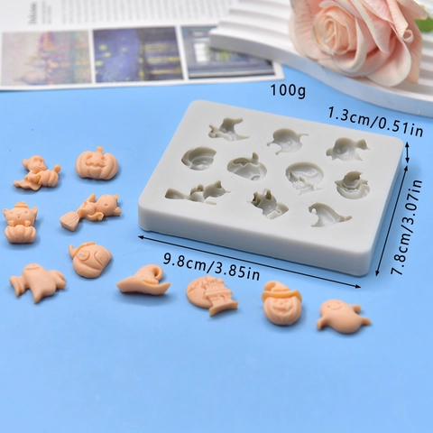 Halloween Silicone Mold Pumpkin Ghost Witch Hat Castle DIY Fondant Chocolate Baking Tool Novelty Flexible