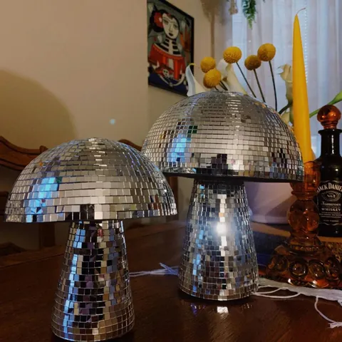 Pilz Disco Kugel Wohnkultur Glas Spiegel Handgefertigt Retro Kreativ Funkelndes Ornament Innenparty Dekoration Reflektierend
