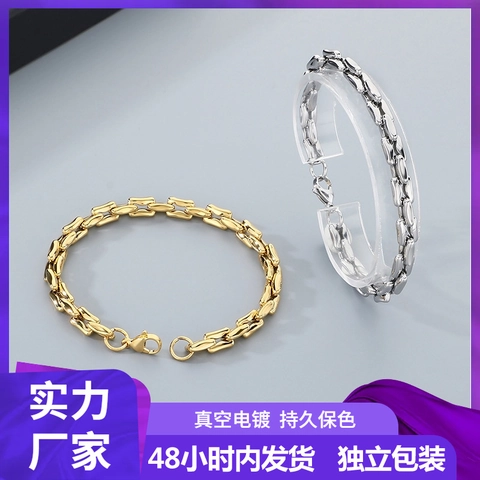 Bracciale A Catena In Acciaio Inossidabile Gioielli A Maglie Geometriche Minimaliste Placcatura Sottovuoto Lucido Unisex Moda Regalo