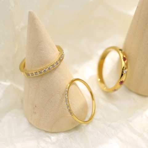 Minimalist Titanium Steel Rings With Zirconia Inlay For Women Dainty Stackable Finger Band Accessories Elegant Style