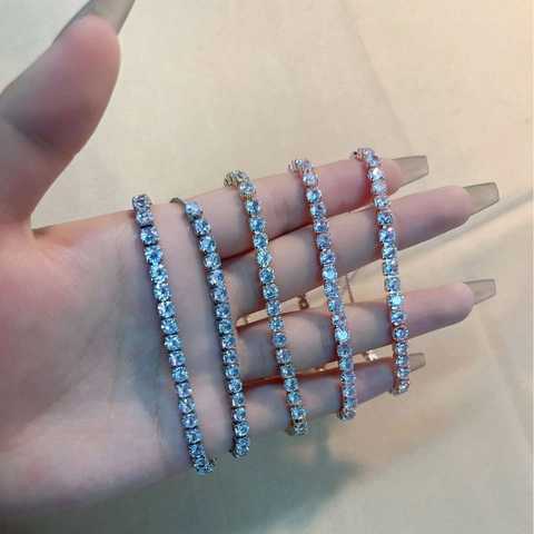 Bracciale Tennis Classico Zirconia Cubica Rotonda Rame Hip Hop Gioielli Minimalisti Per Donna Elegante Regalo