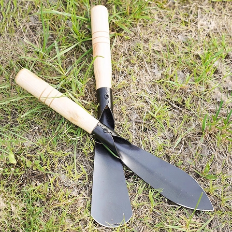 Garten Handschaufel Manganstahl Werkzeug Holzgriff Spitze Flache Kopf Zum Pflanzen Graben Hof Outdoor Garten Handwerkzeuge