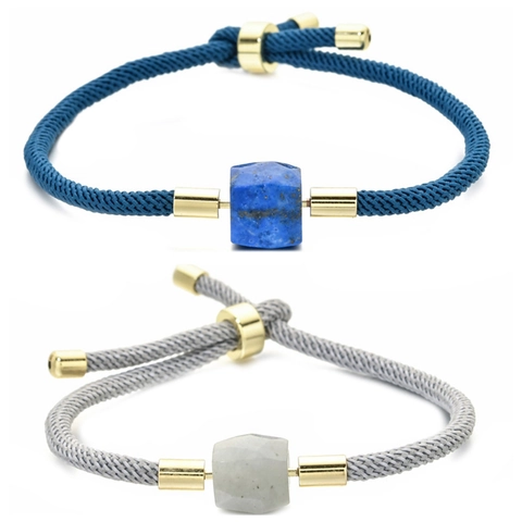 Woven Milan Cord Bracelet With Copper Natural Stone Adjustable Handmade Minimalist For Women