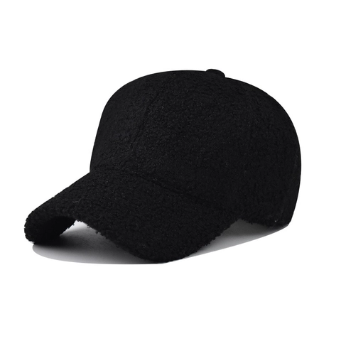 Einfarbige Lammwolle Baseballkappe Winter Warm Sherpa Fleece Sonnenhut Outdoor Winddicht Lässig Gebogene Krempe