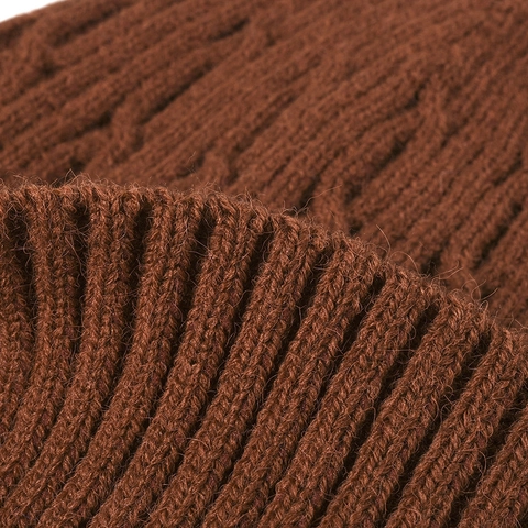 Gorro Beanie De Invierno Punto Trenzado Forro Polar Grueso Cálido Exterior Color Sólido Gorro De Punto Suave