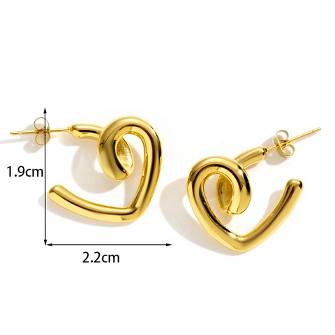 Stainless Steel Earrings Heart Teardrop C-Shape Polished Metallic Lightweight Luxury Jewelry For Women Minimalist Fashion