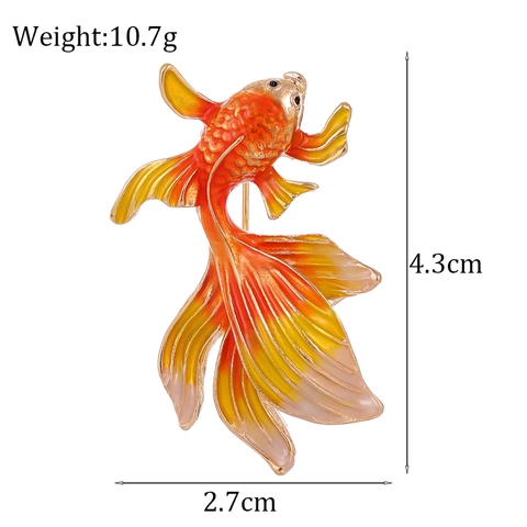 Elegant Goldfish Brooch Pin Alloy Enamel Chinese Style Gradient Koi Animal Design Fashion Clothing Accessories Jewelry