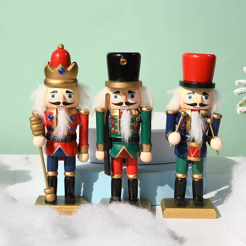 Wooden Nutcracker Puppet Soldiers Hand Painted Christmas Decoration King Figures Desktop Ornament Festive Traditional