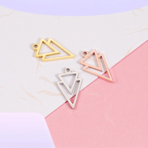 Double Triangle Pendants 304 Stainless Steel High Polished Jewelry Making Charms For Necklace Bracelet DIY Accessory