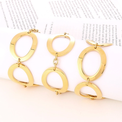 Bracciale A Catena Grossa In Acciaio Inossidabile Maglie Ovali Sovradimensionate Gioielli Punk Geometrici Per Donne
