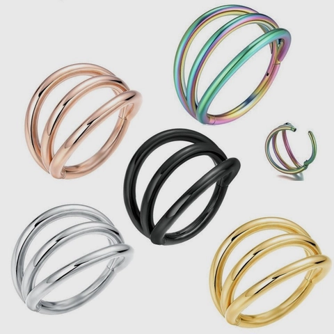 Τριπλό Δαχτυλίδι Μύτης Septum Clicker 316 Ανοξείδωτο Ατσάλι Κοσμήματα Piercing Μεντεσές Χωρίς Ραφή Για Γυναίκες Άνδρες
