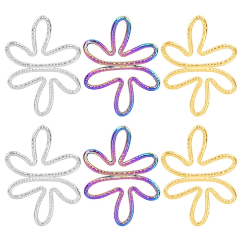Collana Con Ciondolo Floreale Cavo in Acciaio Inossidabile per Donna Collana Con Ciondolo a Fiore Trama Martellata Gioielli