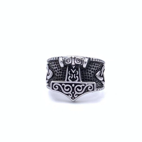 Anillo Vintage Martillo De Thor Mjolnir Acero Inoxidable Mitología Nórdica Vikinga Nudo Celta Joyería Punk Para Hombres