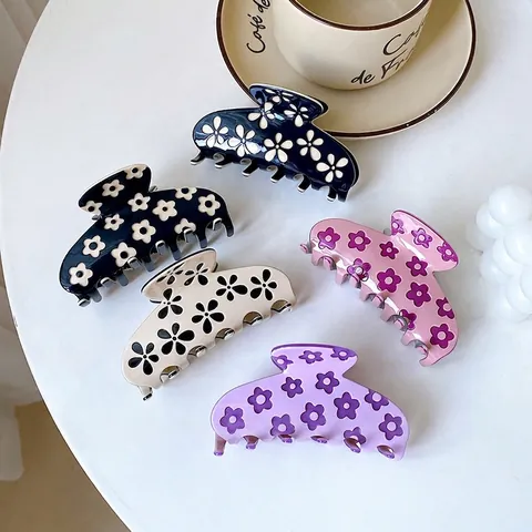 Große Haarspangen Aus Acetat Elegante Florale Blumenmuster Haarklammern Rutschfester Haarschmuck Für Damen