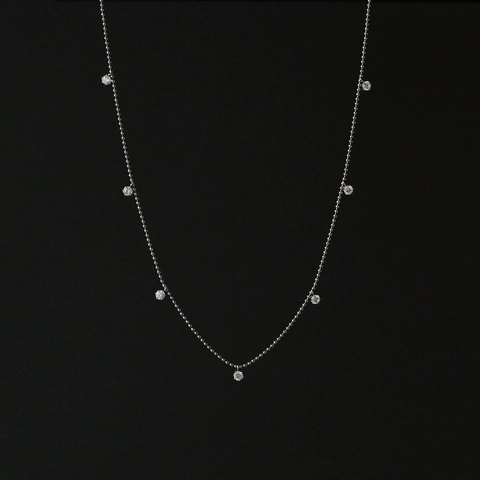 Shining Round Zircon Pendant Necklace Titanium Steel Silver Color Beaded Clavicle Chain Jewelry For Women