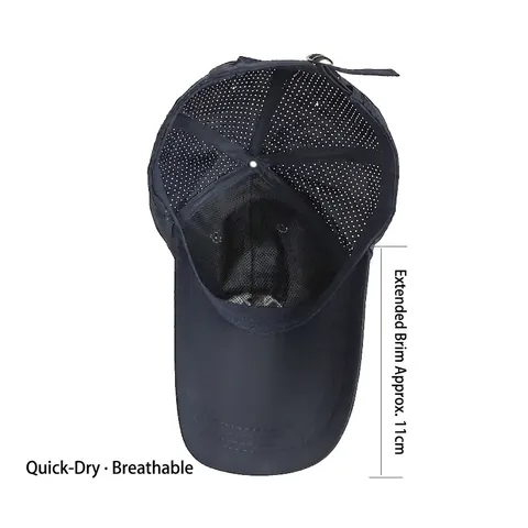 Quick Drying Baseball Cap Breathable Laser Hole Outdoor Sun Protection Hat Long Brim Adjustable Casual Sport